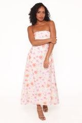 Coralin Strapless Maxi Dress - Pink Floral